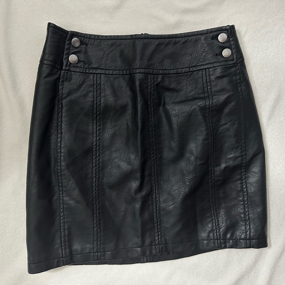 Free People Black Leather Skirt size 2